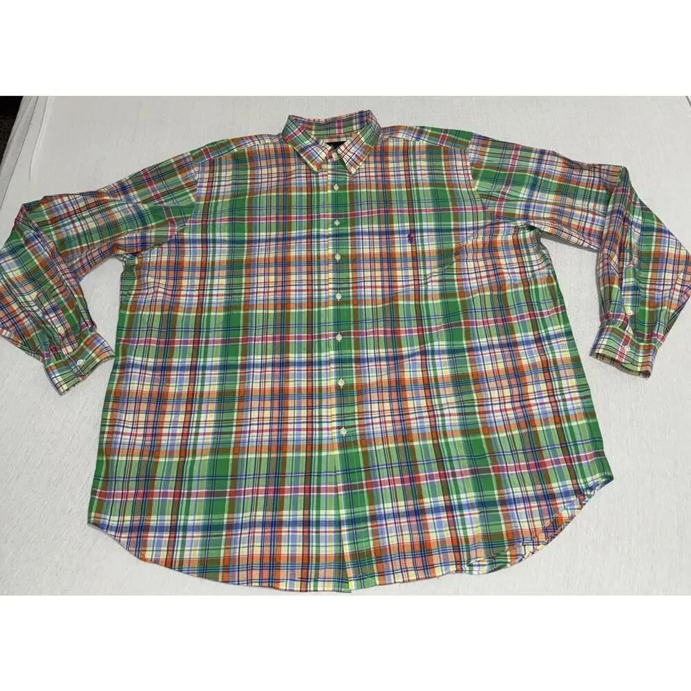Polo Ralph Lauren Button Down Long Sleeve Classic Fit Geometric Preppy 3XLT EUC